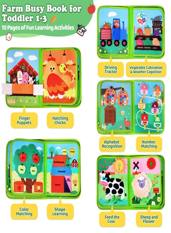 OCHIDO Busy Book for Toddlers 1-3, Montessori Toys for 1 Year Old Boy Girl, Farm Animal Busy Board Educational Learning Quiet Toddler Activity Book, Birthday for Toddlers - Image 2